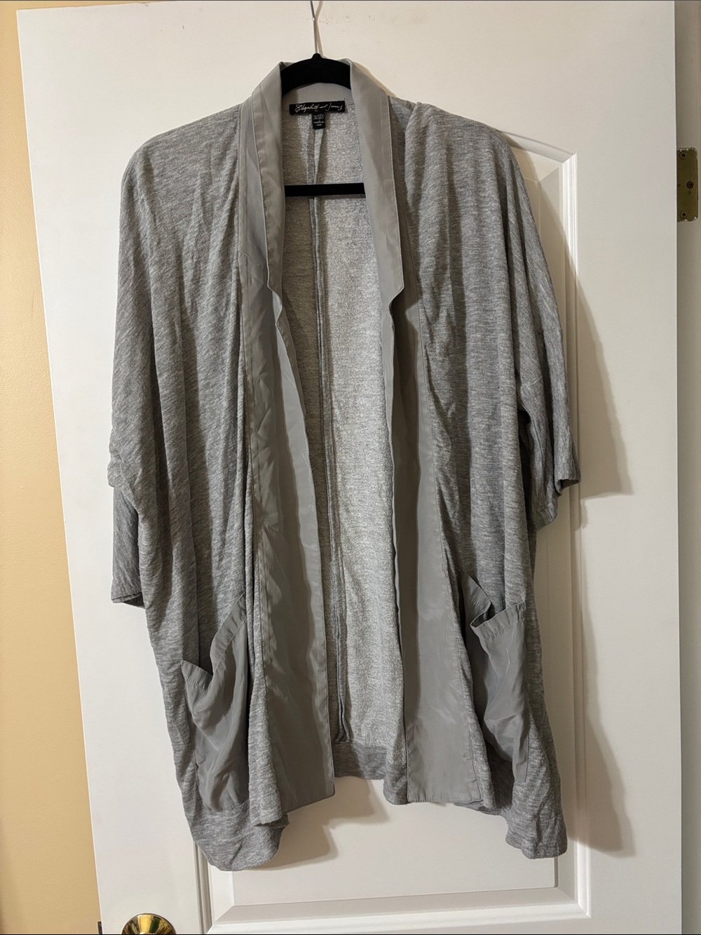 Light Gray Draped Open Cardigan
